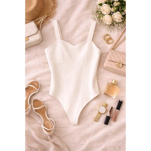 Abercrombie & Fitch Tops - Abercrombie & Fitch Women's Cream Corset Style Bodysuit Thick Strap Size XL